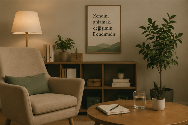 Psikolojik destekle içsel denge, farkındalık ve yaşam kalitesini artırma sürecini temsil eden gün batımı görseli